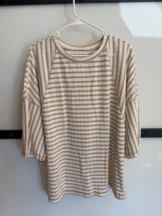 Brown and white stripe shirt