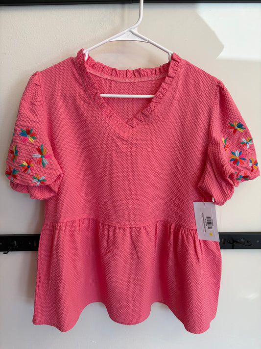 Pink Floral Sleeve Shirt