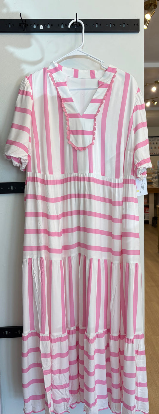 Pink and white stripe dress