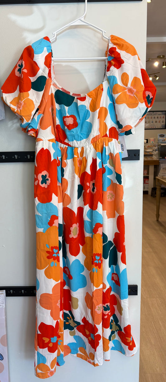 Orange floral dress