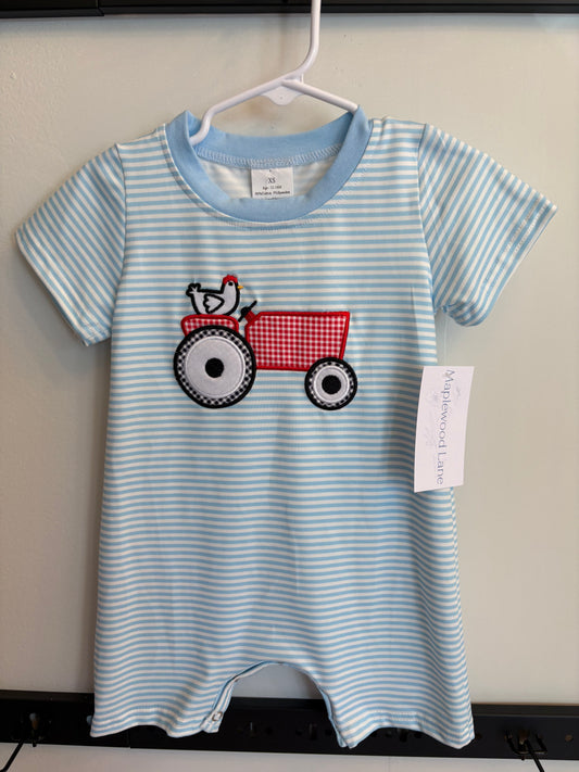 Blue Stripe Chicken Romper