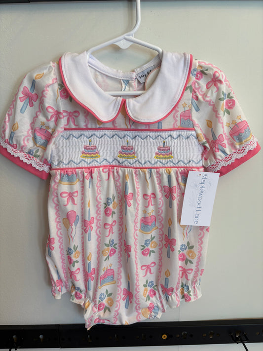 Smocked Birthday Bubble Pink