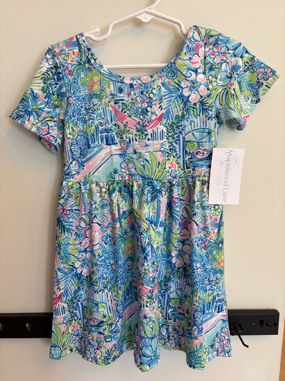 Blue Floral Swan Dress