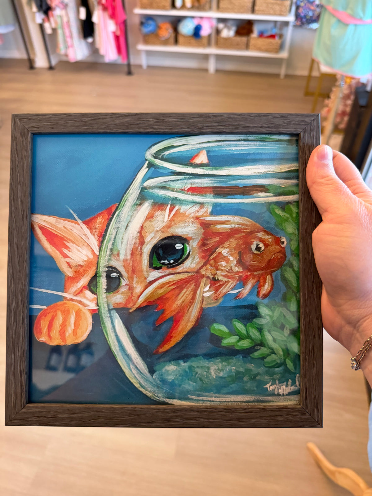 Framed cat fish print