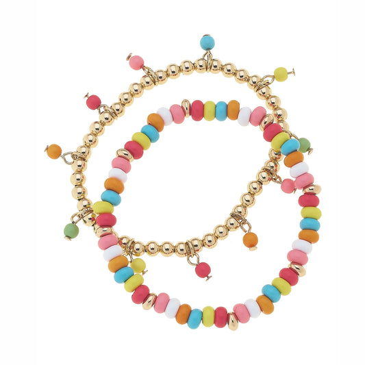 Lizzie Ball Bead Children's Stretch Bracelet Set of 2