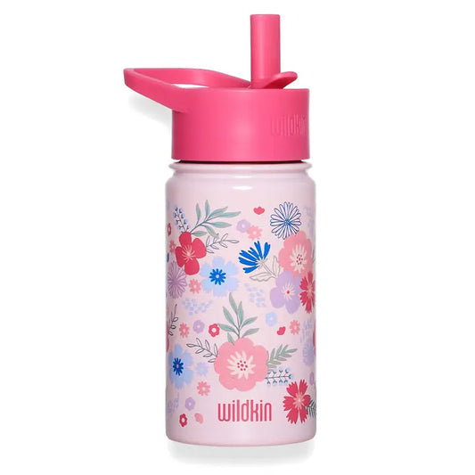 Pink Floral 14 oz Steel Water Bottle