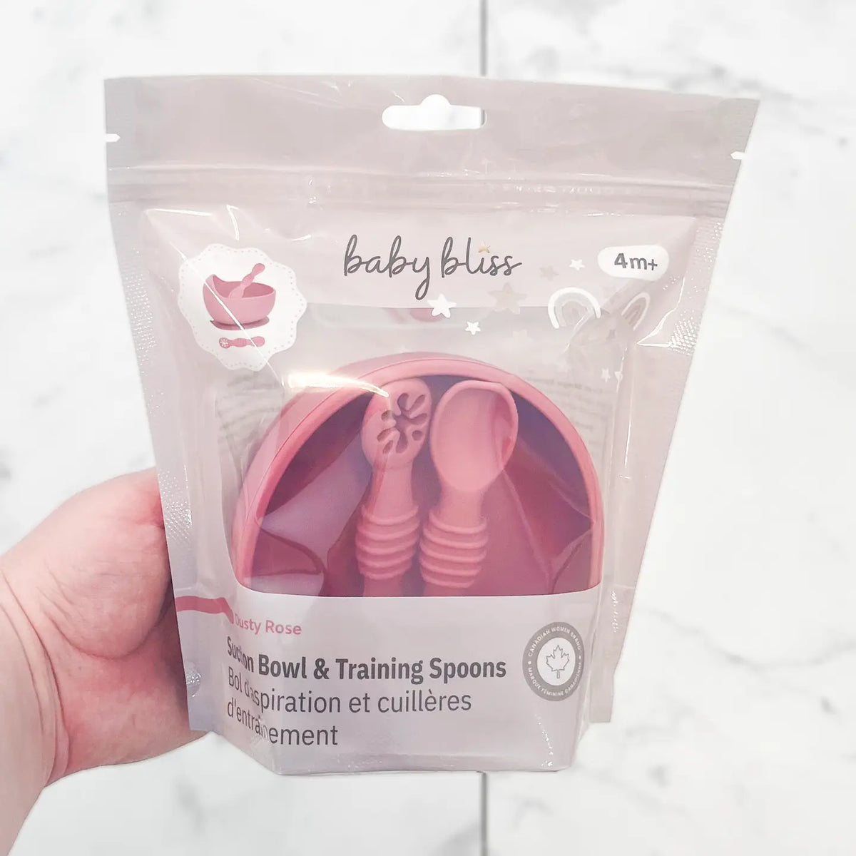 Suction Bowl & Training Spoons - Dusty Rose