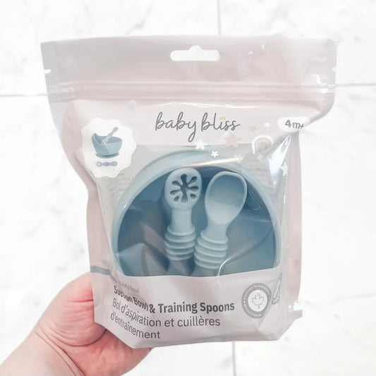 Suction Bowl & Training Spoons - Blue