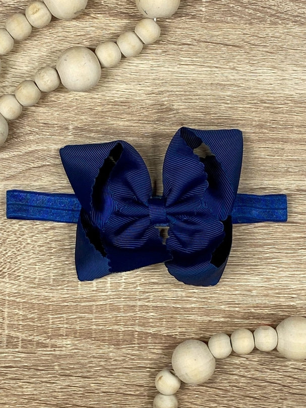 4.5" Classic Scalloped Hair Bow - Headband