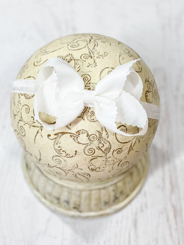 4.5" Classic Scalloped Hair Bow - Headband