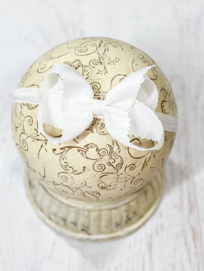4.5" Classic Scalloped Hair Bow - Headband