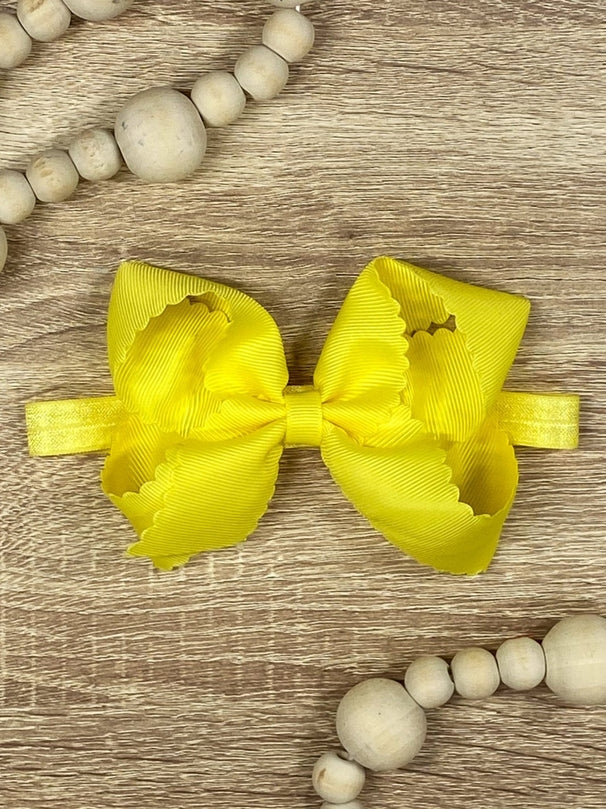 4.5" Classic Scalloped Hair Bow - Headband