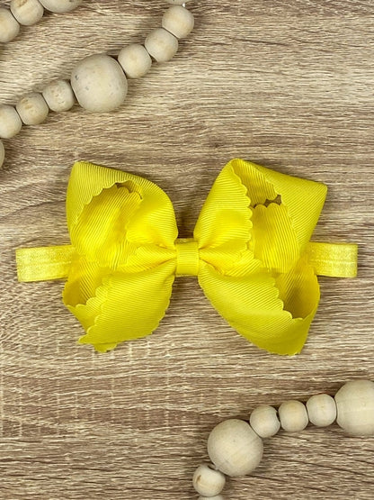 4.5" Classic Scalloped Hair Bow - Headband