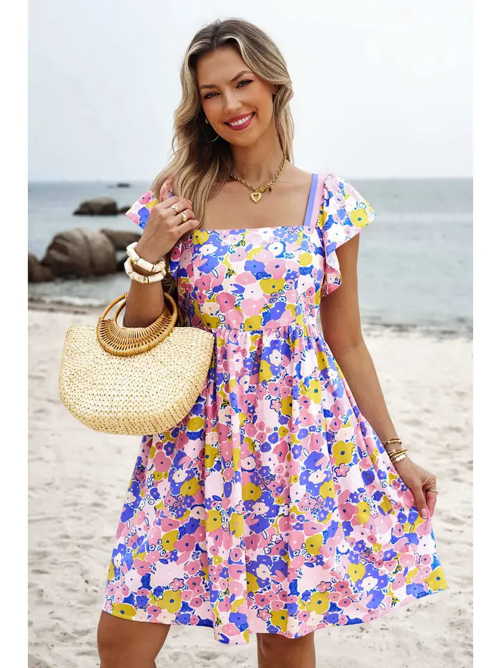 Pink floral dress