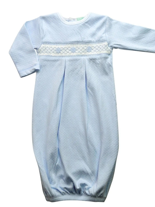 Baby Boy's "Blue Jacquard" Smocked Daygown