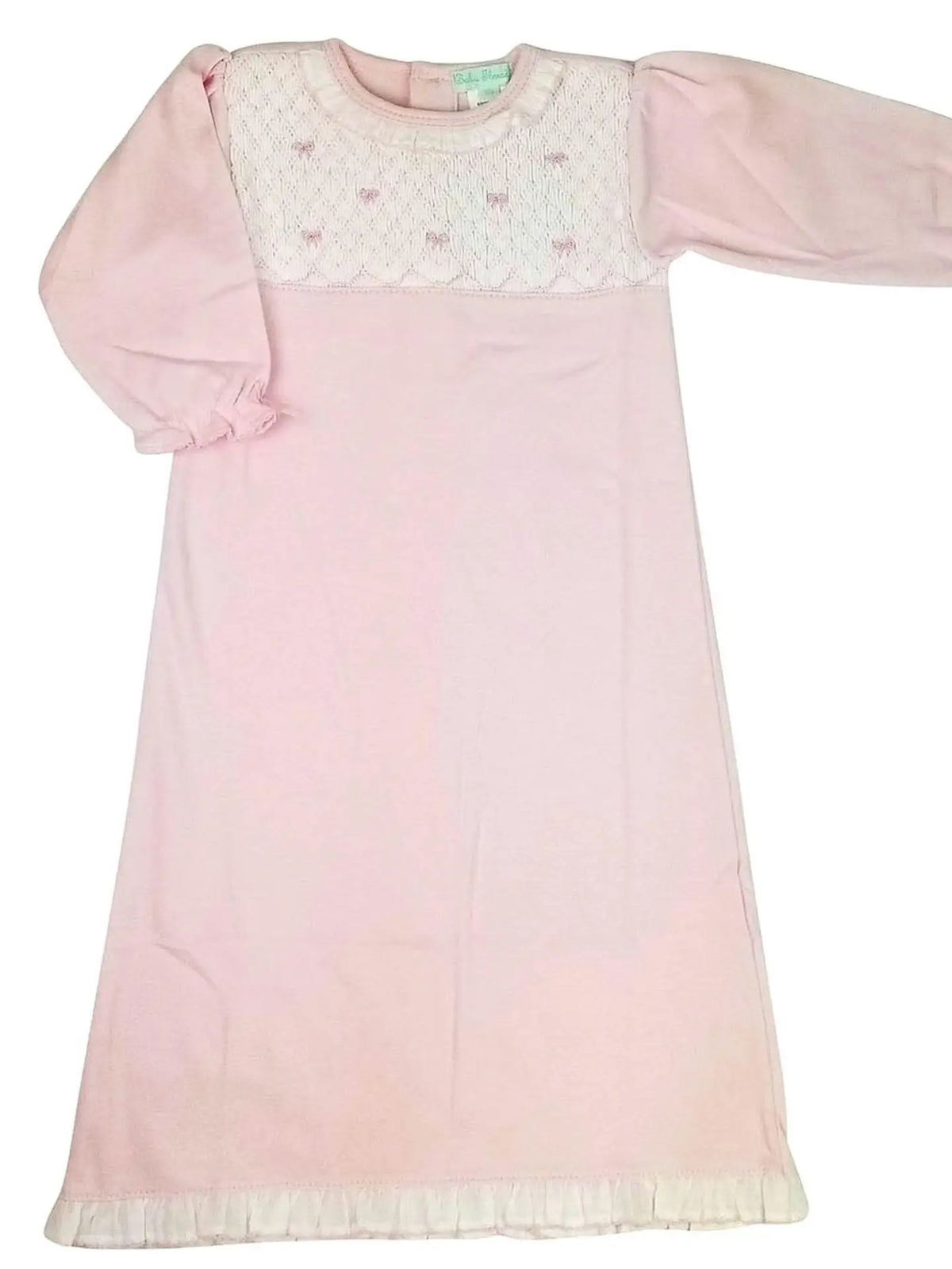 Bows Hand Smocked Baby Girls Pima Cotton Daygown
