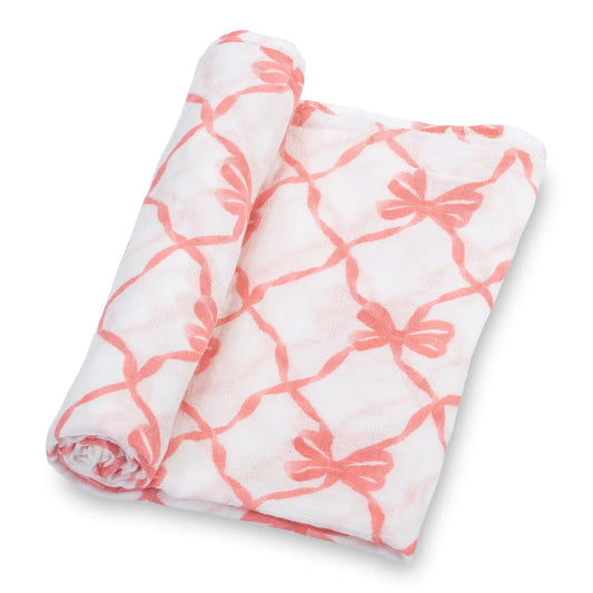 Baby Muslin Swaddle Blanket 47x47 - Bows