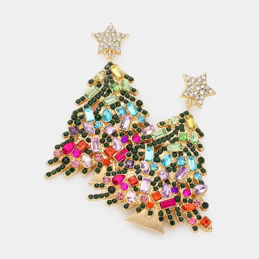 Dangle Christmas tree earrings
