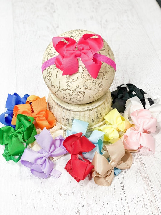 4.5" Classic Scalloped Hair Bow - Headband