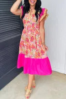 Pink and orange Floral Maxi