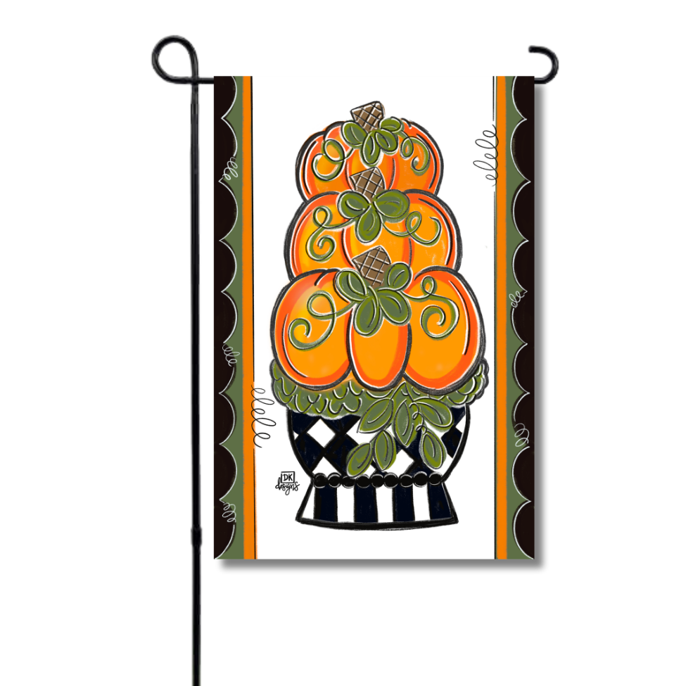 Black and White Pumpkin Topiary Garden Glam