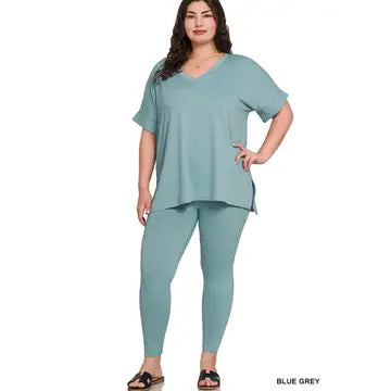 Plus Brushed Dty Microfiber Loungewear Set
