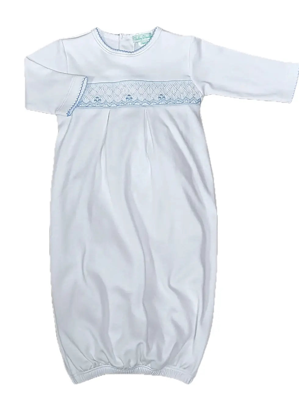 Eden Blue Collection Smocked Baby Boy Gown