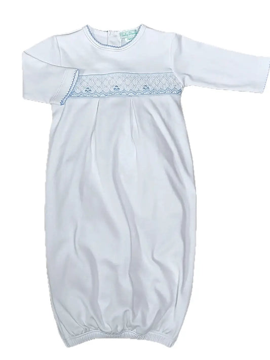 Eden Blue Collection Smocked Baby Boy Gown
