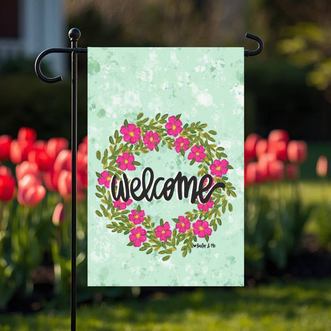 Pink Petal Welcome Garden Flag