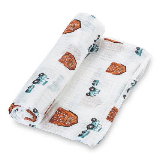 Baby Muslin Swaddle Blanket 47x47 - Farm