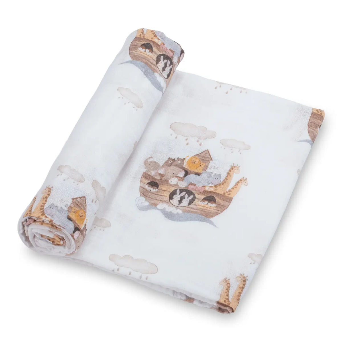 Baby Muslin Swaddle Blanket 47x47 - Noah's Ark