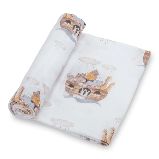 Baby Muslin Swaddle Blanket 47x47 - Noah's Ark