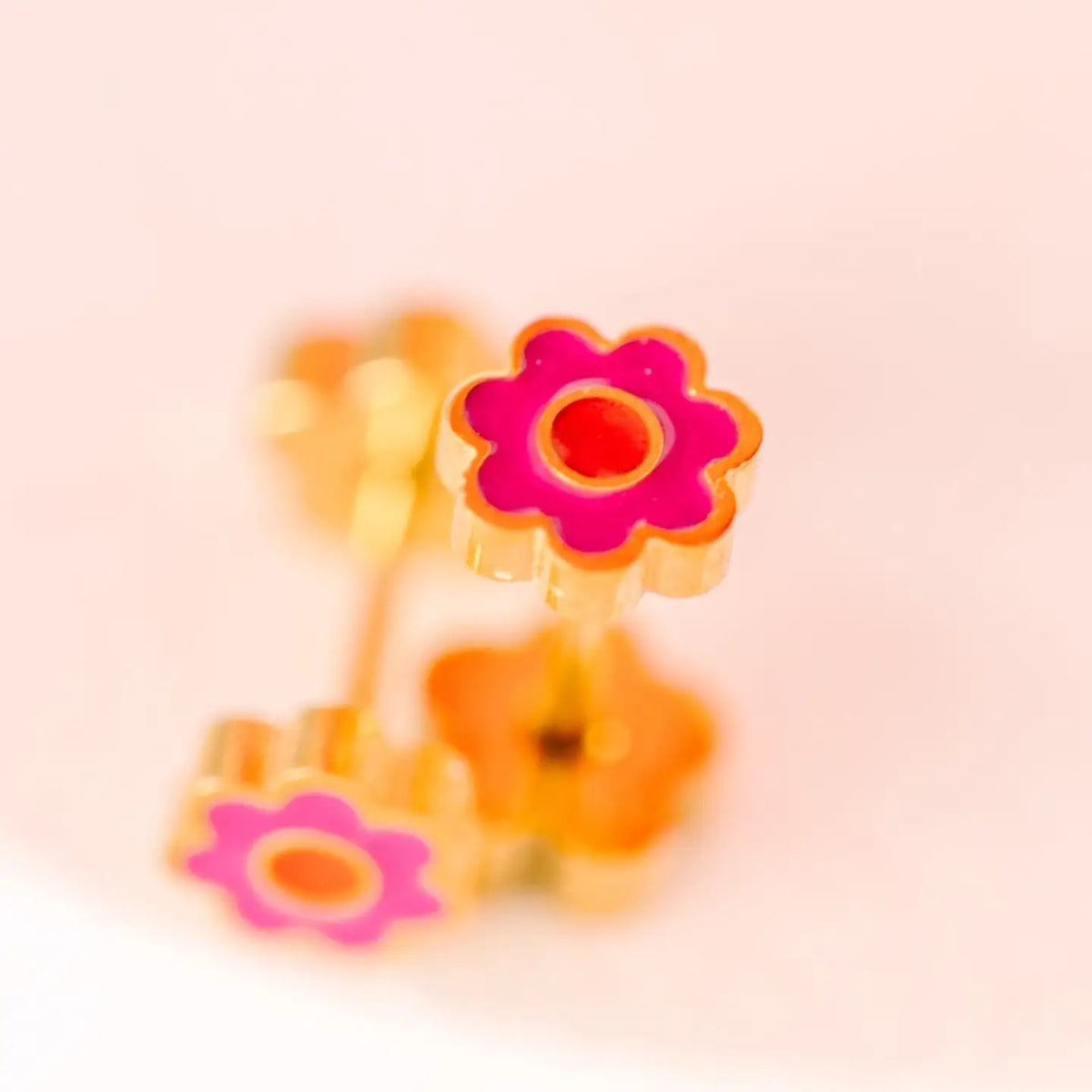 Tiny Pink Flower Studs