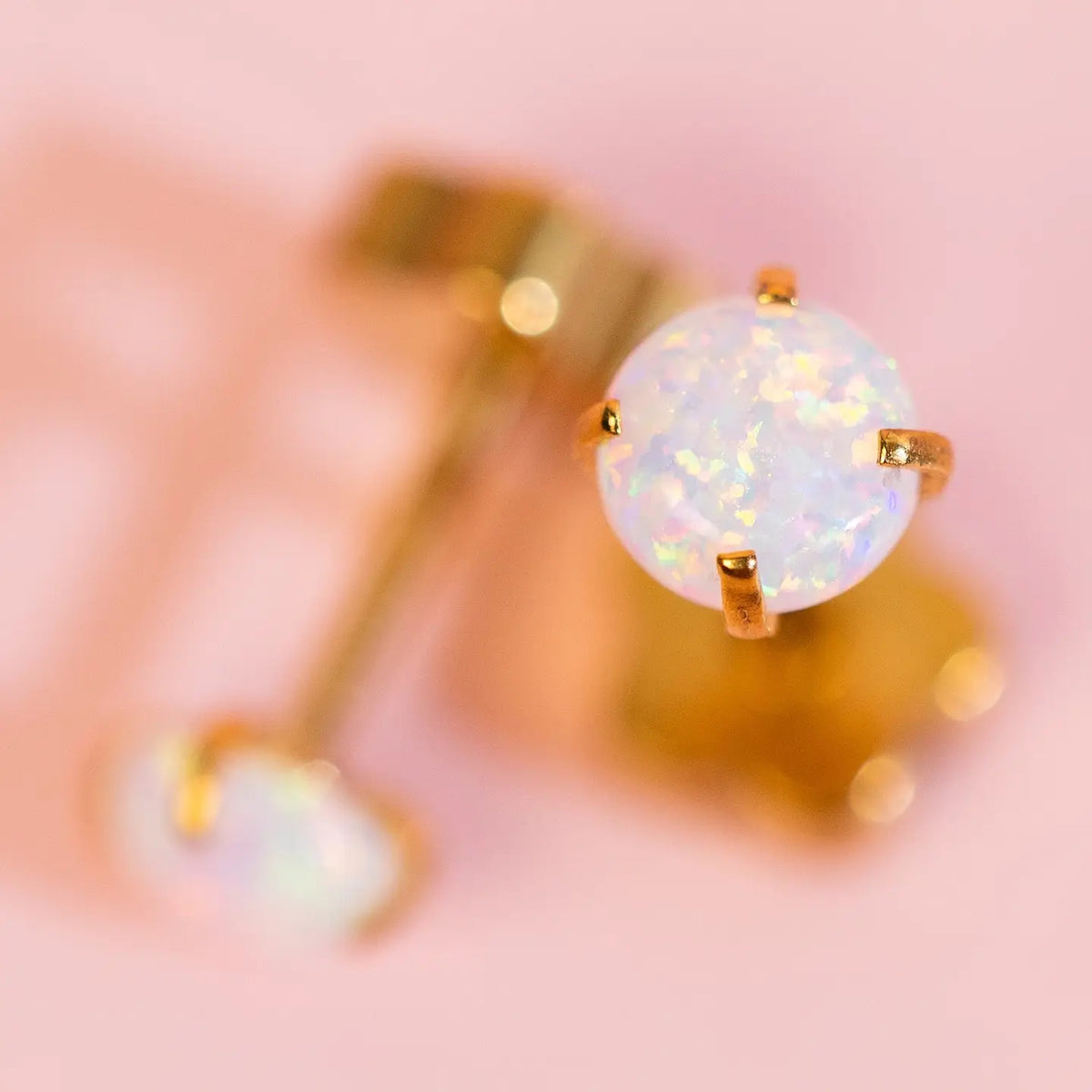 White Opal Studs