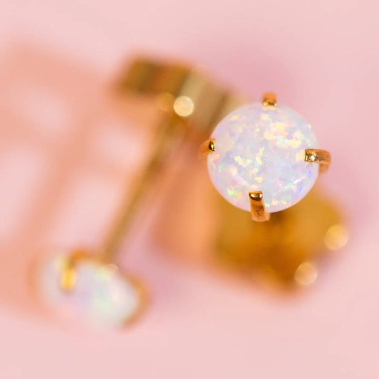 White Opal Studs